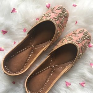 Blush embroidered indian juttis flats